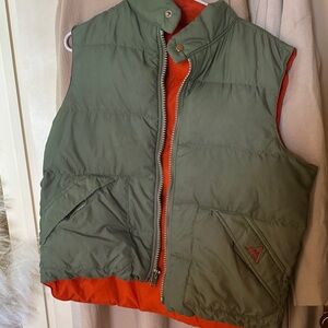 Green Puffer Vest with Orange Lining